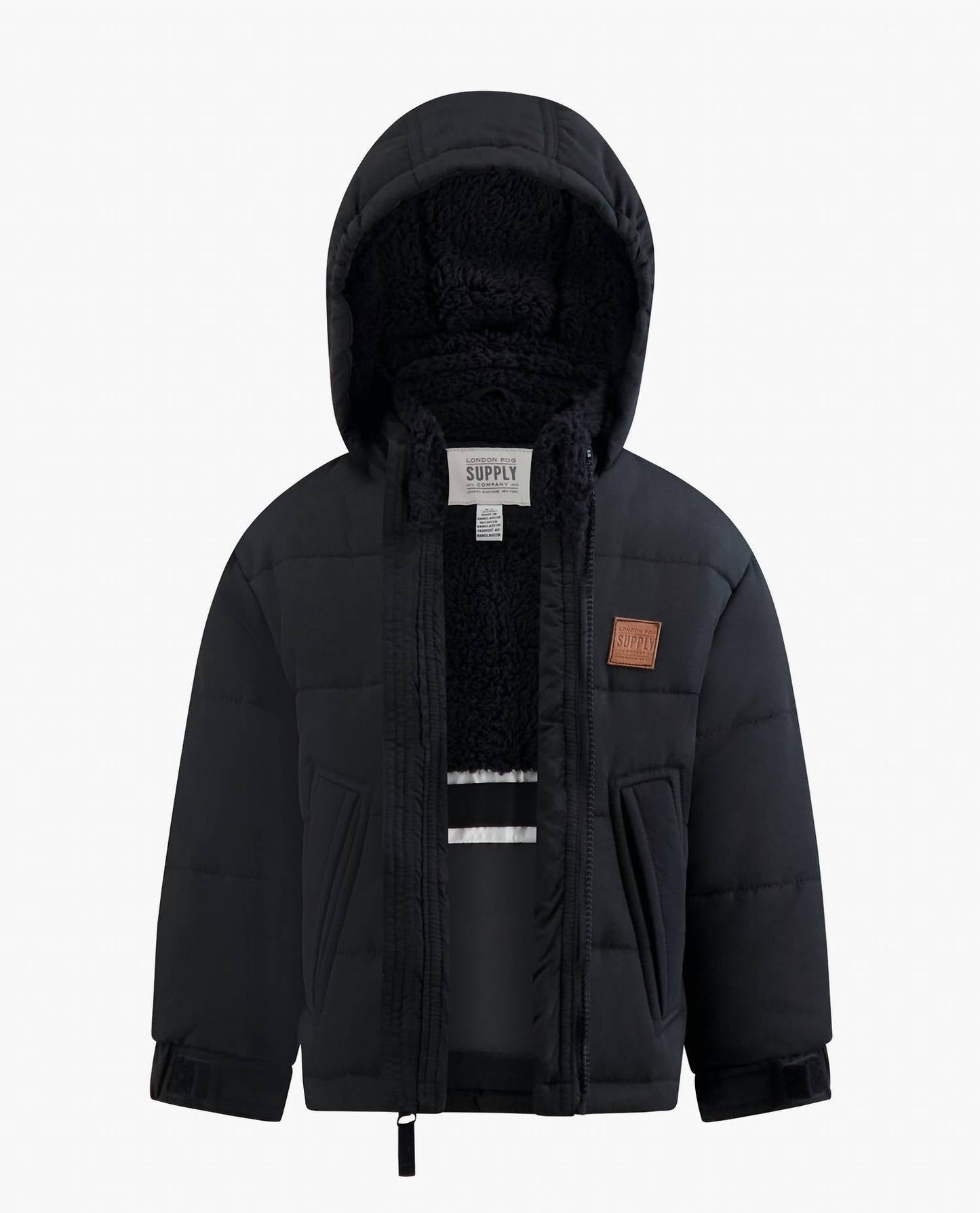 London Fog - Baby Boys Zip-front Hooded Sherpa Lined Puffer Jacket