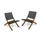 Solidago Outdoor And Strapping Belt Folding Chairs (Set of 2) - Black / Brown