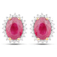 3.14 Carat Genuine Ruby and White Diamond 14K Yellow Gold Earrings