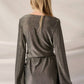 Promesa - Metallic Knit Cowl-Neck Bell-Sleeve Mini Dress