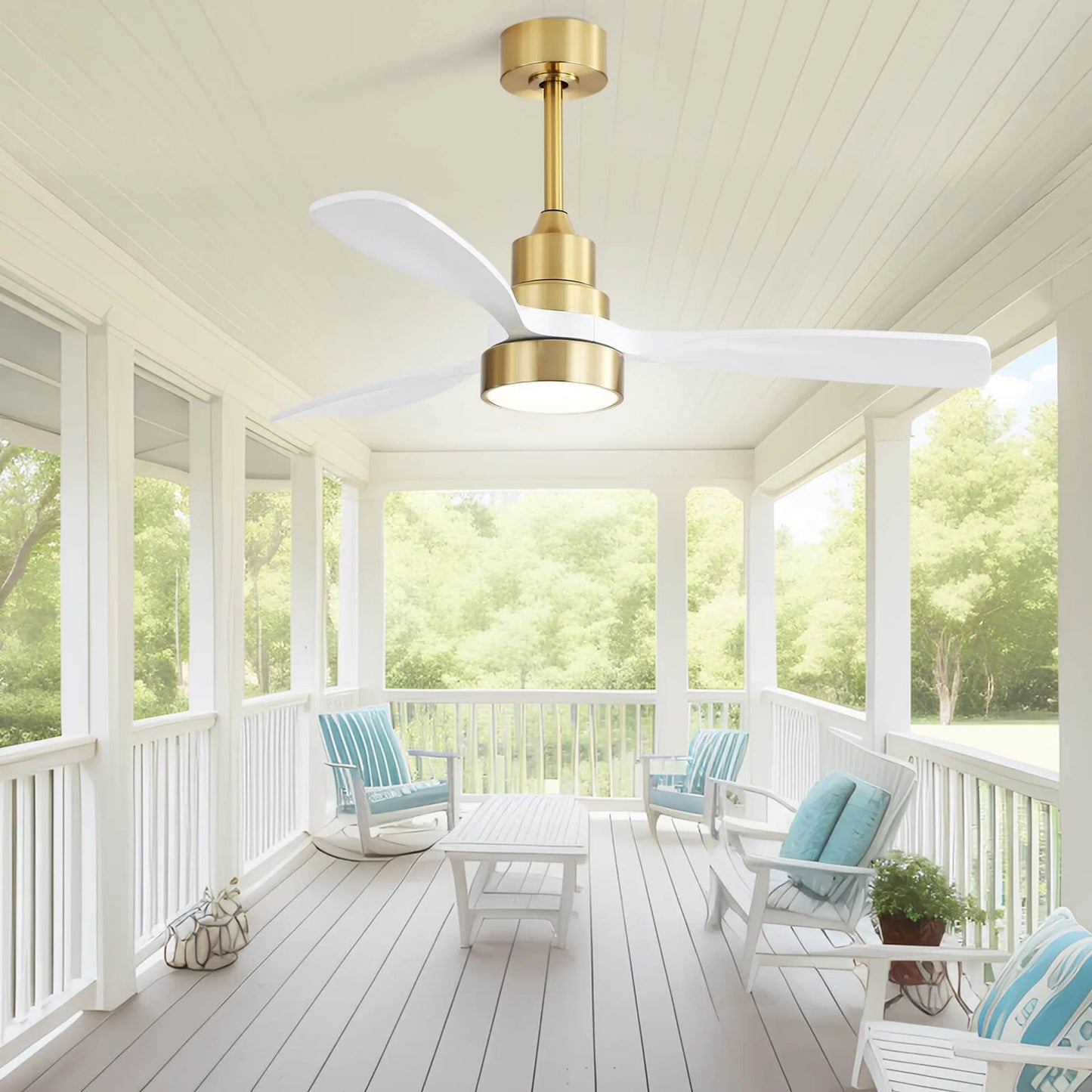 Indoor Ceiling Fan with Dimmable LED Light, 6-Speed Remote, Reversible Blades