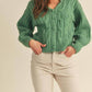 &Merci - CABLE KNIT PUFF SLEEVE SWEATER CARDIGAN