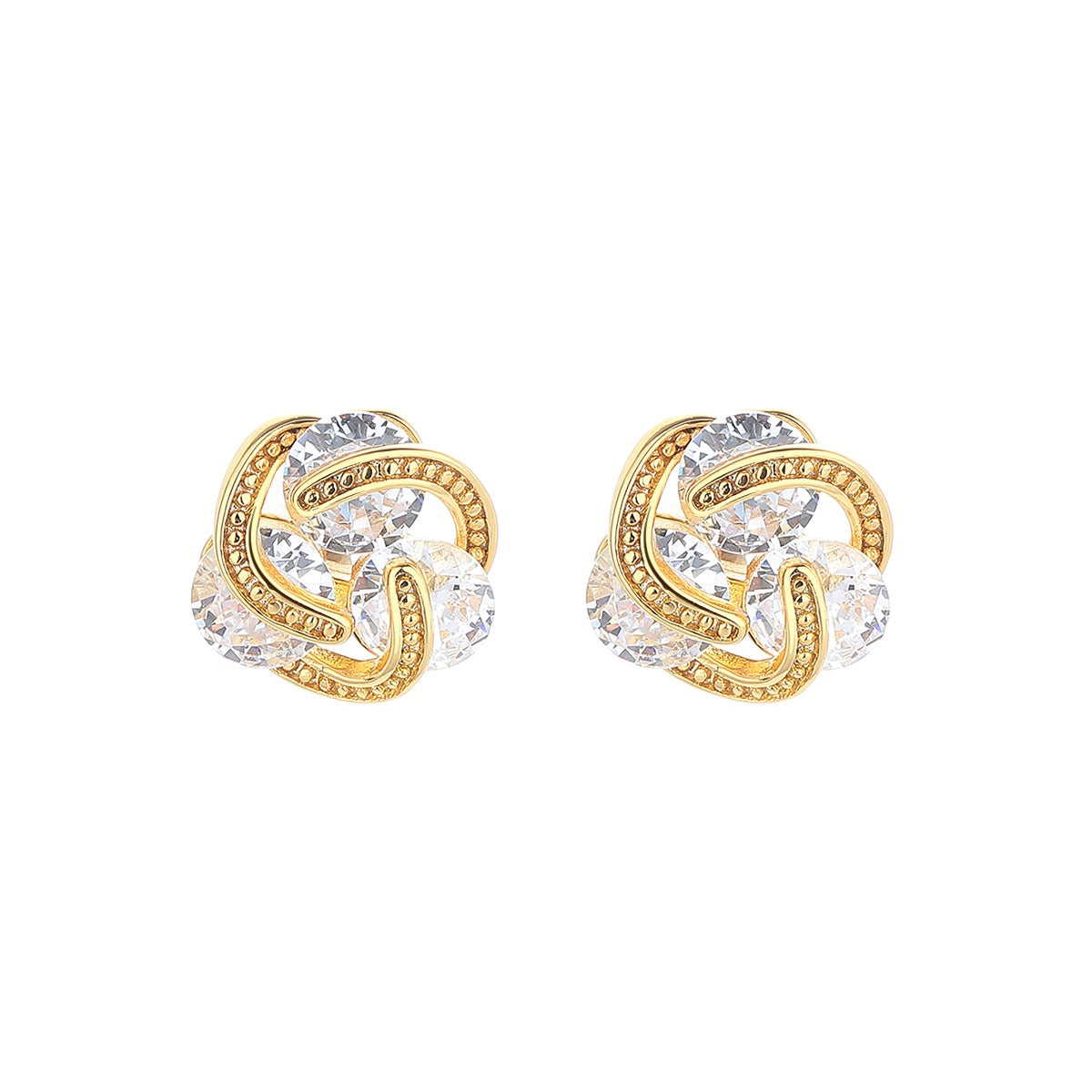 Amy and Annette 14k and Sterling Silver Floating Stones Caged Earrings with Crystals