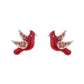 18K White Gold Plated Ruby Robin Earrings