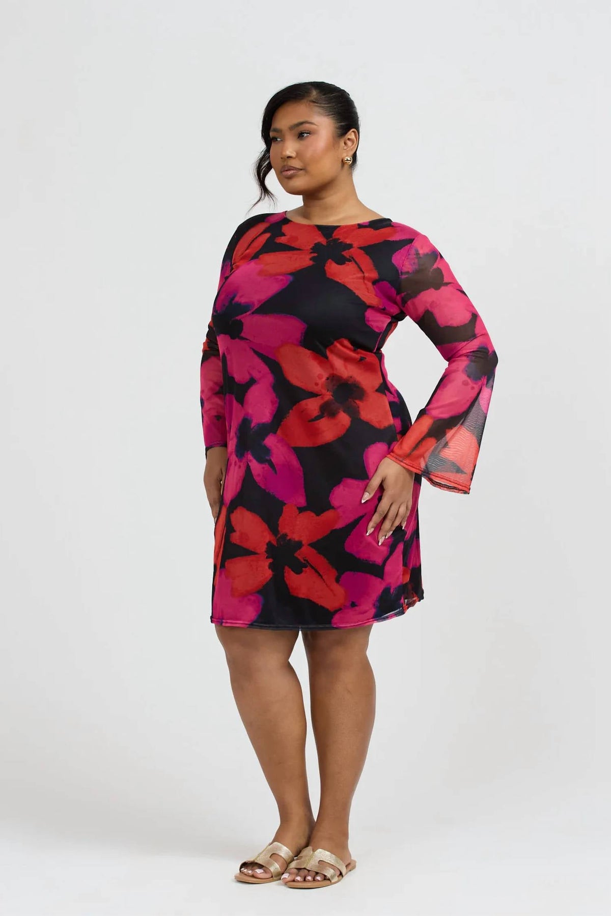 Fashion Szn Curve - Bold Floral Print Mini Dress - Plus Size
