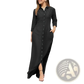 Denim Button Front Long Sleeve Maxi Dress