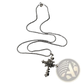 Detailed Silver Rose Cross Pendant Necklace