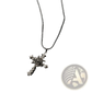 Detailed Silver Rose Cross Pendant Necklace