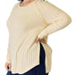 Basic Bae - Chic Ribbed Round Neck Slit Tee