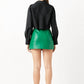 Endless Rose - Green Faux Leather Front Slits Skort