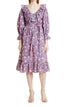 mille-june-floral-print-ruffle-cotton-dress-in-purple-rose-size-medium