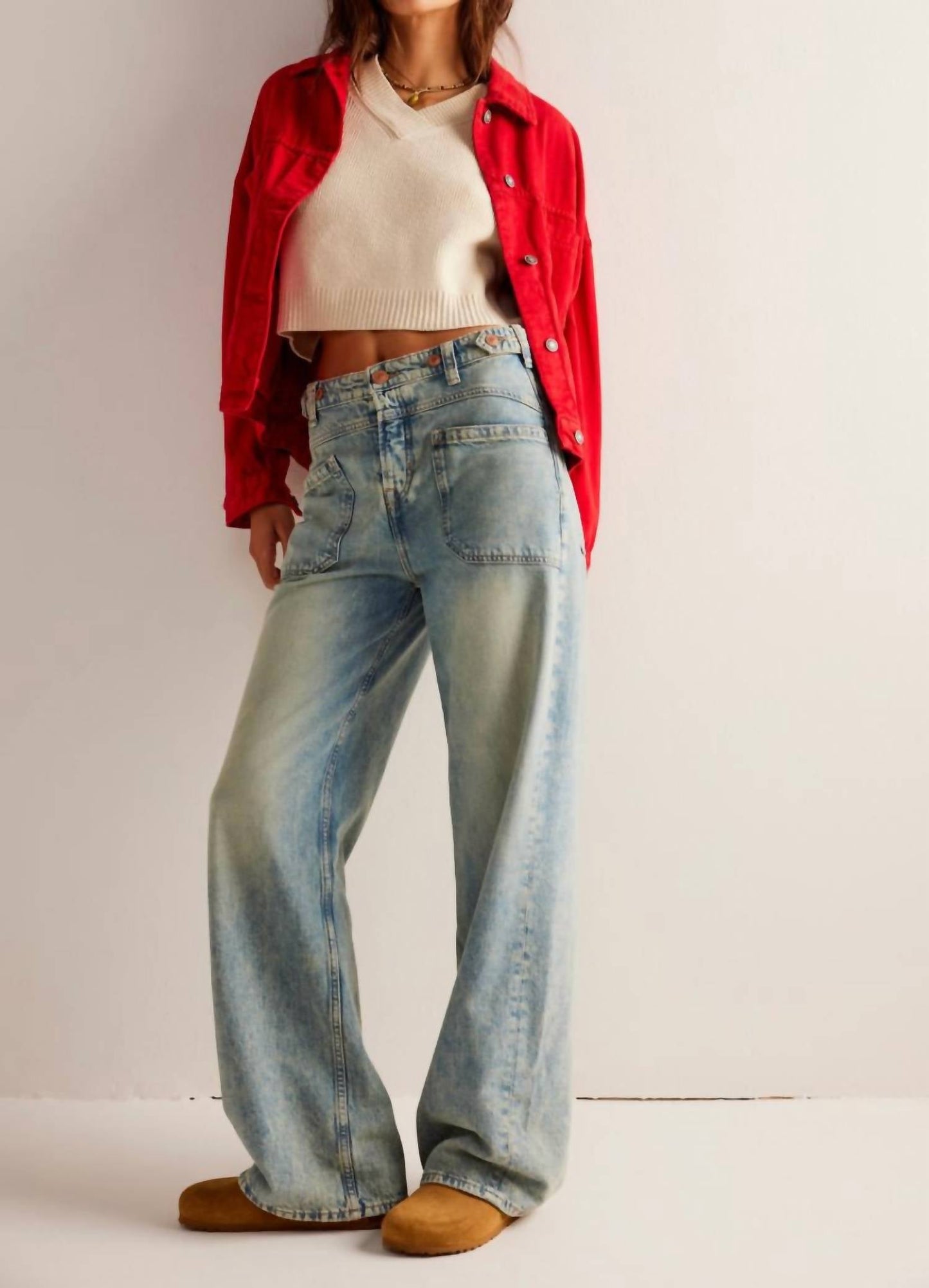 Free People - Palmer Wide-leg Cuffed Jeans