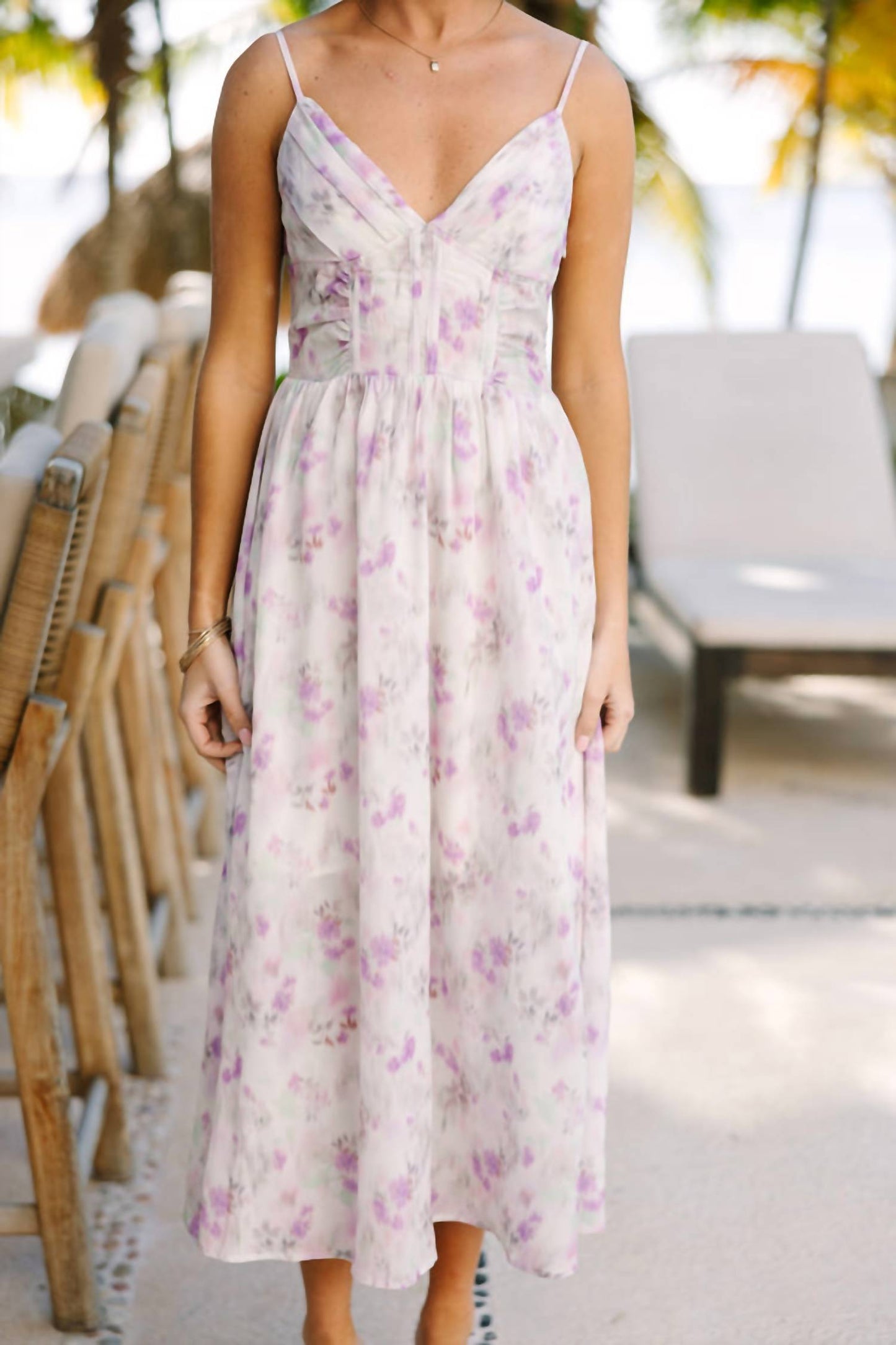 Entro - Floral Corset Top Midi Dress