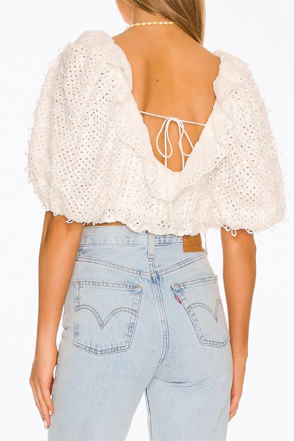 For Love & Lemons - CASSIE EYELET CROP TOP