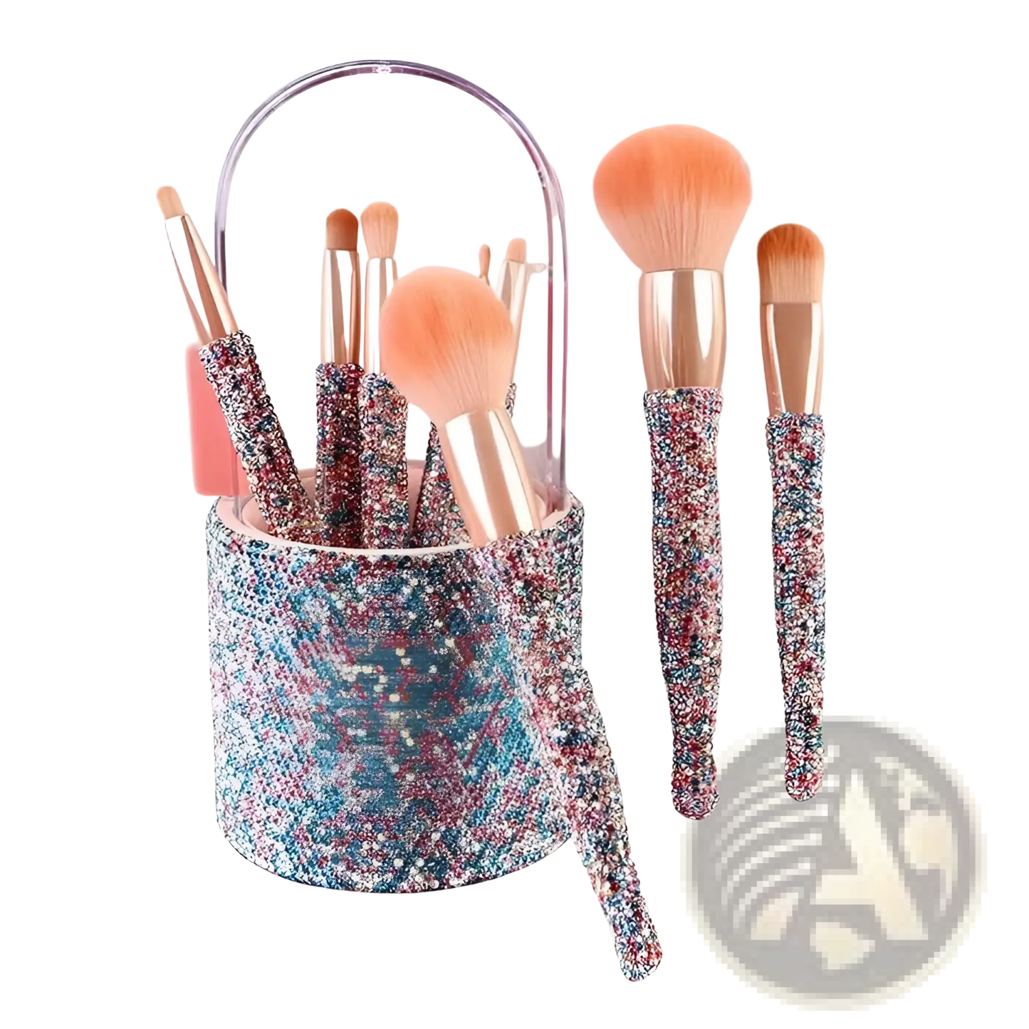 Diamond Makeup Brush Set with Rhinestone Storage Case