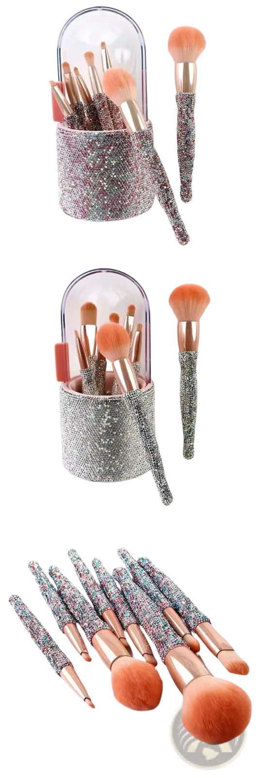Diamond Makeup Brush Set with Rhinestone Storage Case