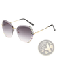 Diamond Studded Rimless Polygonal Gradient Sunglasses