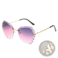 Diamond Studded Rimless Polygonal Gradient Sunglasses
