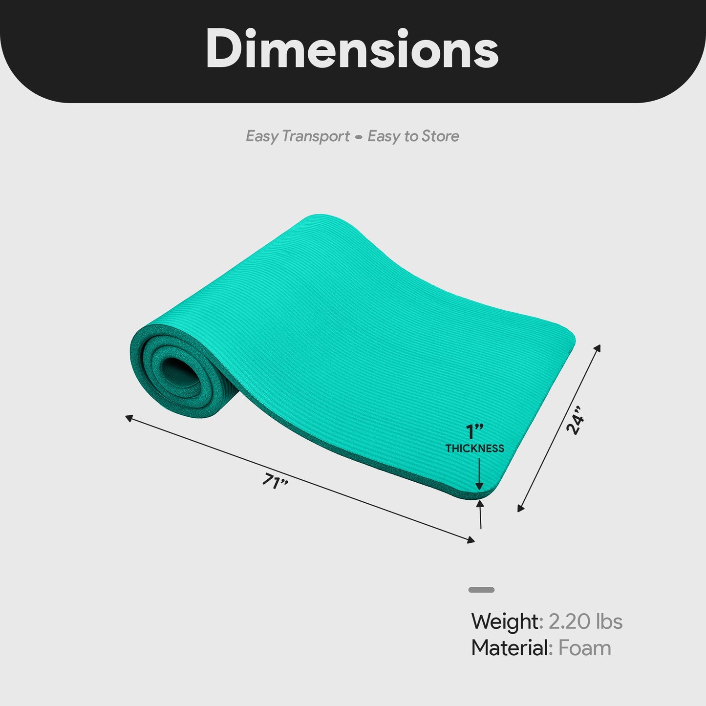 BalanceFrom Fitness GoCloud 1" Extra Thick Exercise Mat w/Carrying Strap, Green