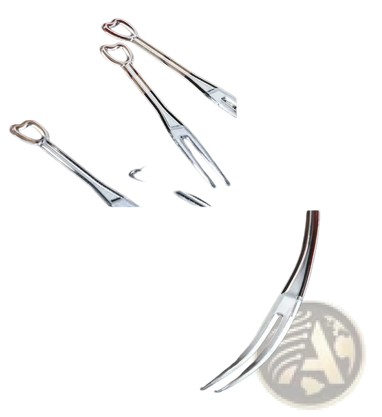 Disposable Tasting Forks 200pcs Silver Heart Fruit Picks