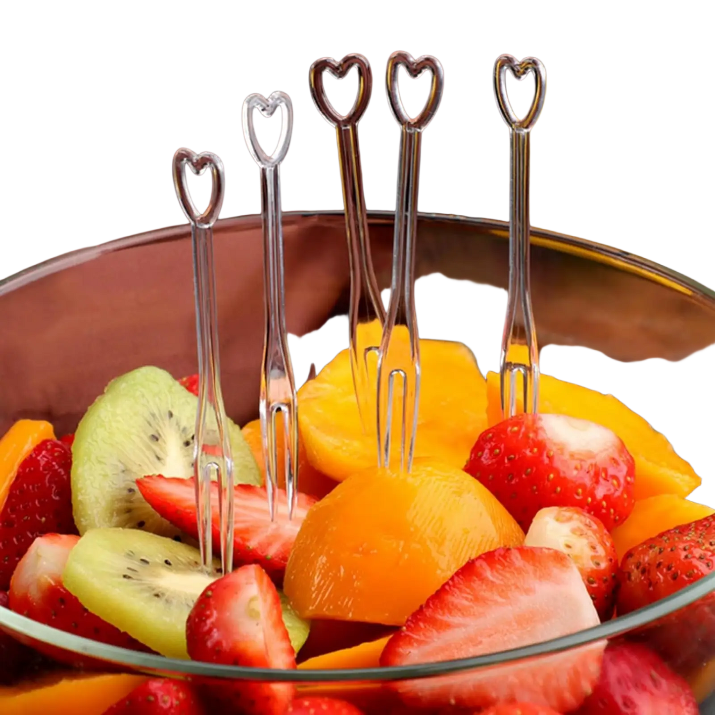 Disposable Tasting Forks 200pcs Silver Heart Fruit Picks