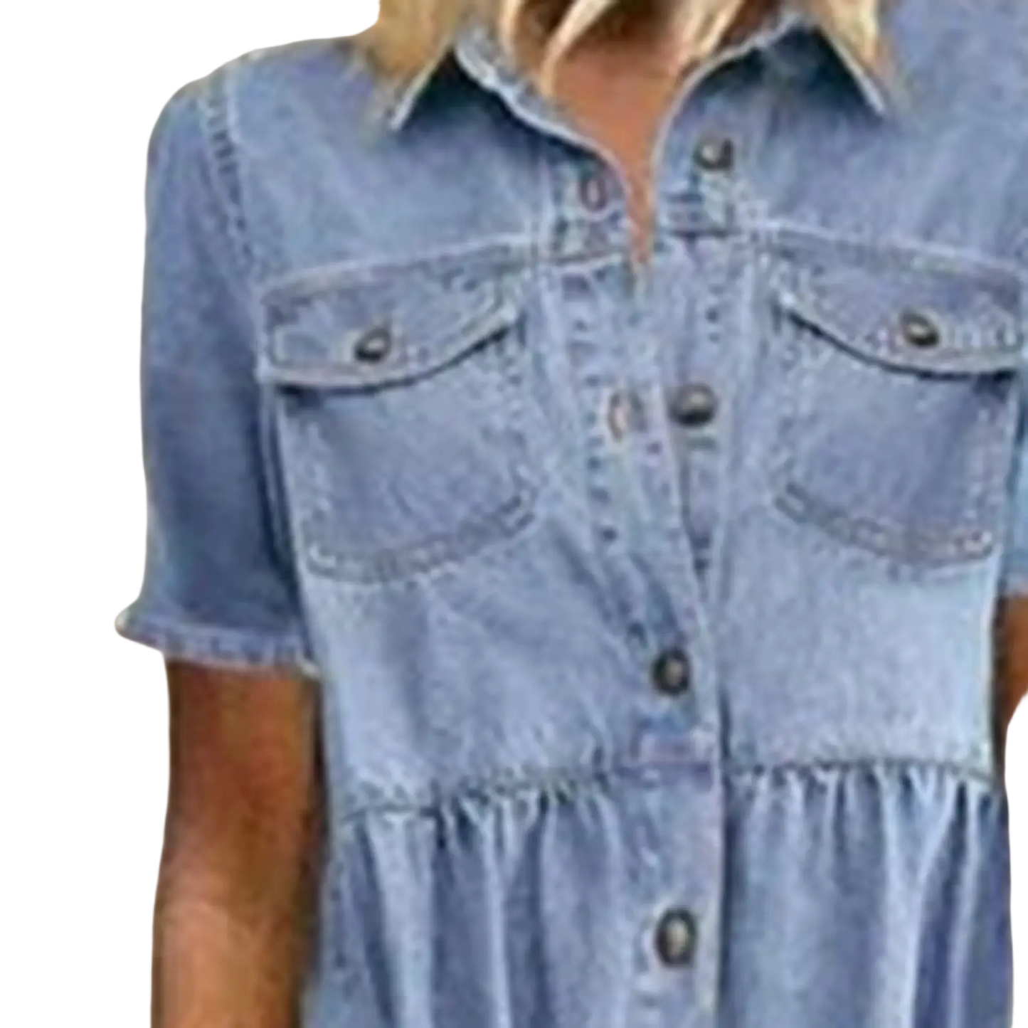 Distressed Multi Buckle Tiered Denim Maxi Shirt Dress