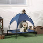 Elevated Cooling Pet Bed with Removable Canopy Blue Mesh Cot