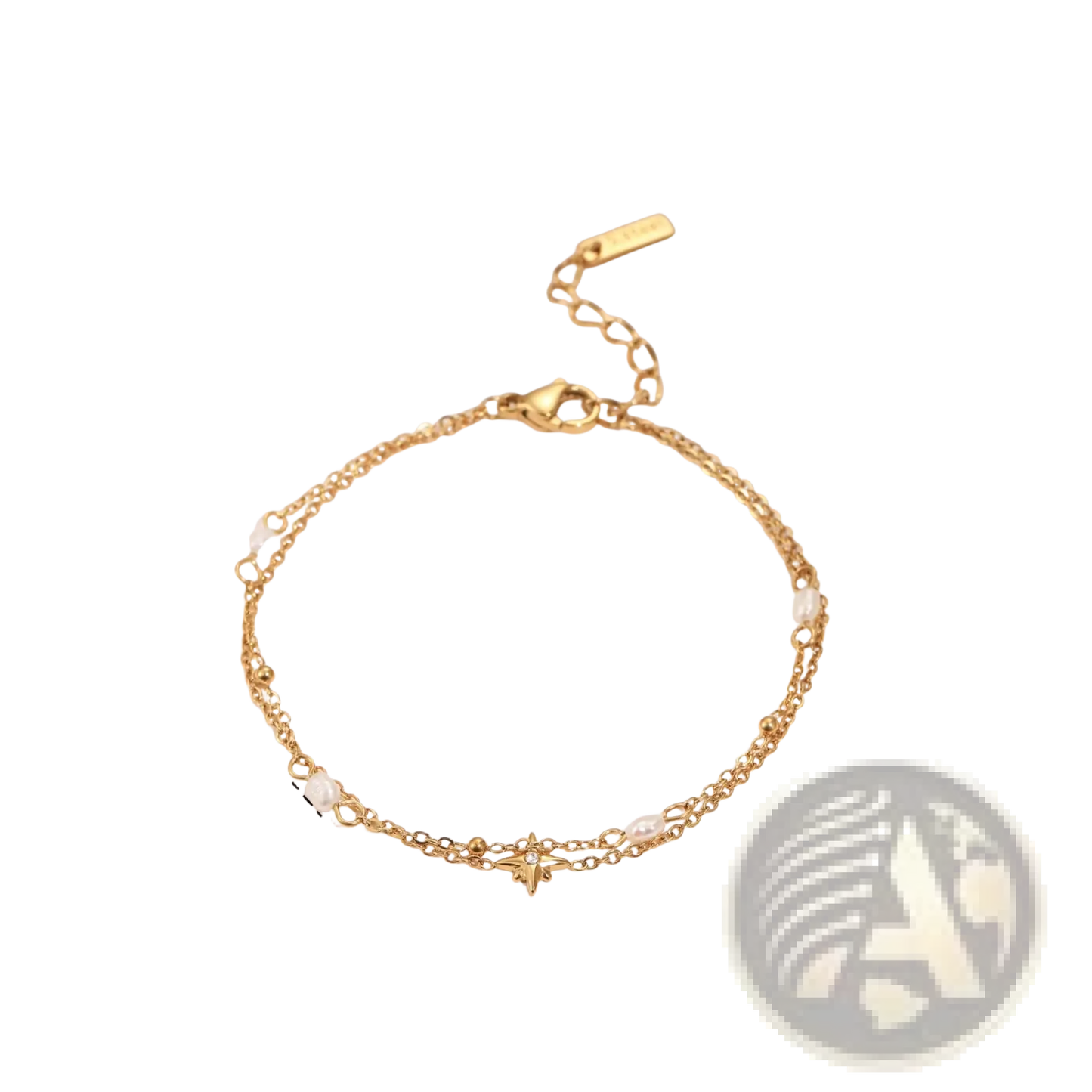 Double Layer 18k Gold Star and Pearl Stainless Steel Necklace
