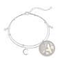 Double Layer Silver Moon and Star Crystal Anklet Bracelet