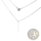 Double Layer Silver Pave Zircon Round and Bar Pendant Necklace