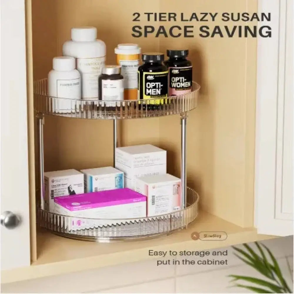 2-tier Acrylic Rotating Spice Rack and Vanity Organizer