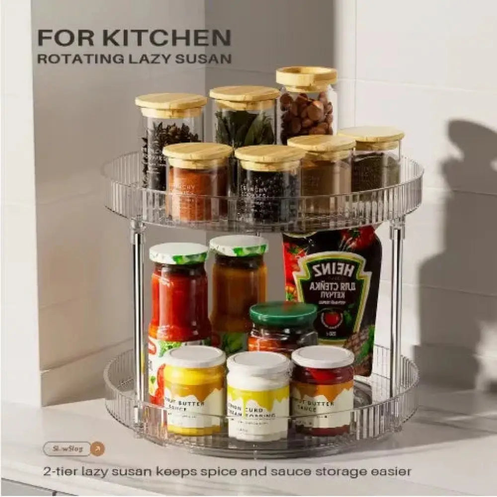 2-tier Acrylic Rotating Spice Rack and Vanity Organizer