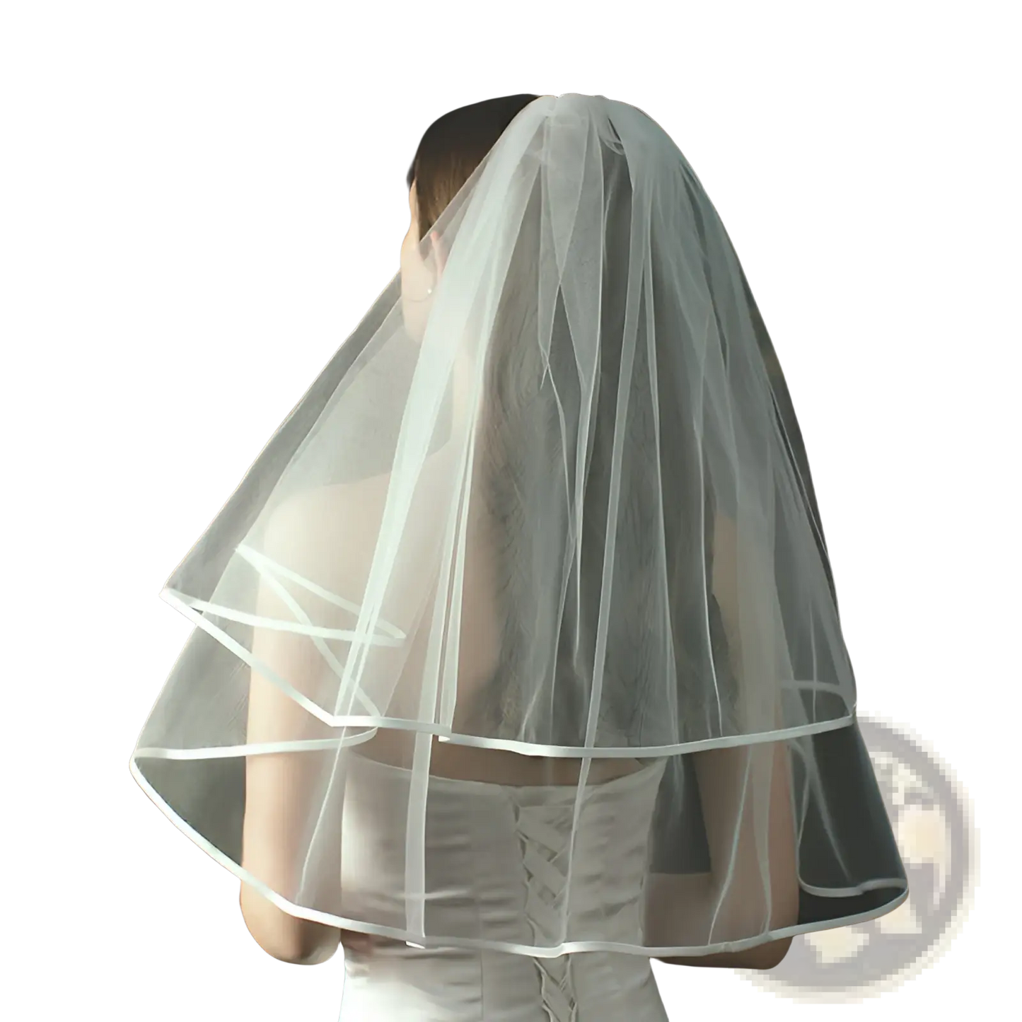 Double Layer White Tulle Short Veil with Hair Comb