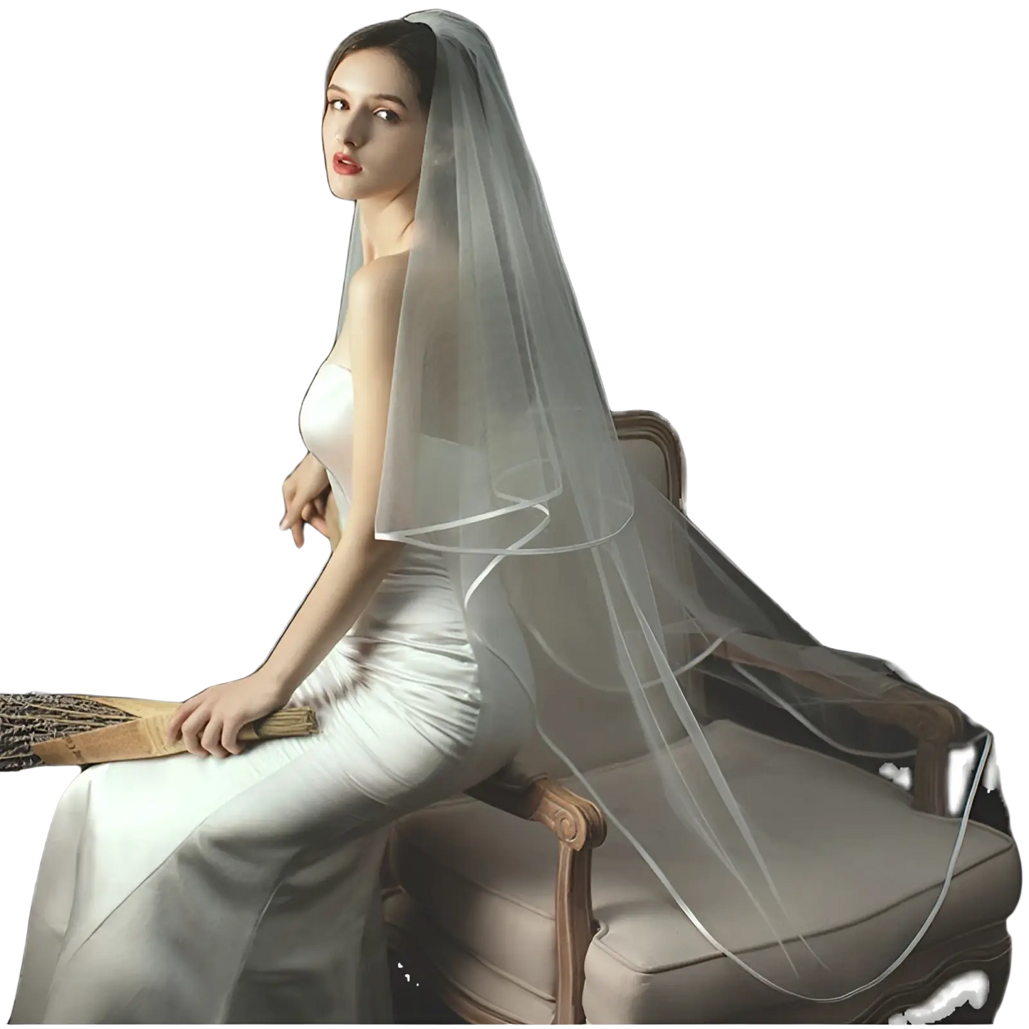 Double Layer White Tulle Short Veil with Hair Comb