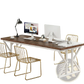 Double Monitor Desk 78 Inch Two Person Dark Wood White x Leg