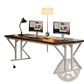 Double Monitor Desk 78 Inch Two Person Dark Wood White x Leg