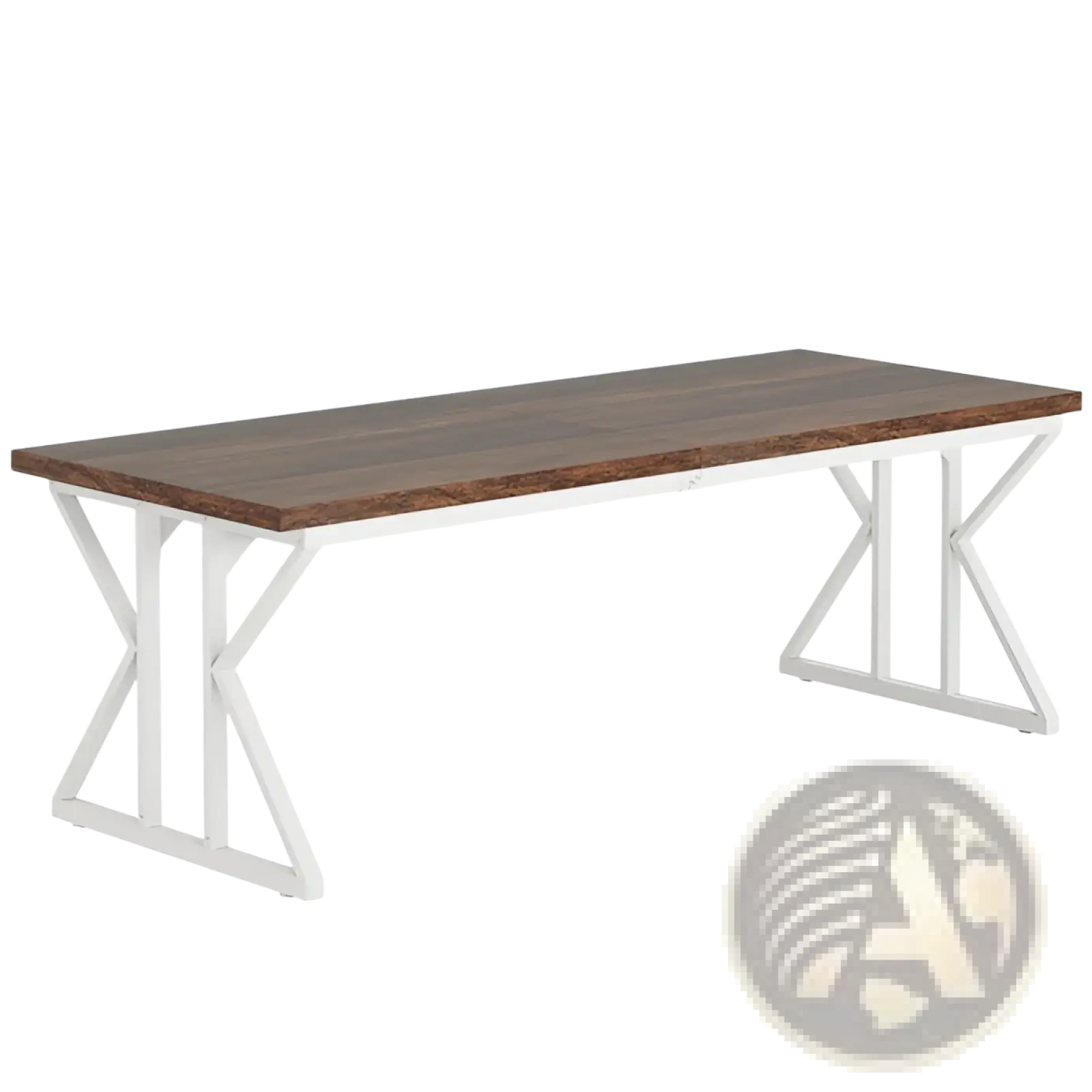 Double Monitor Desk 78 Inch Two Person Dark Wood White x Leg