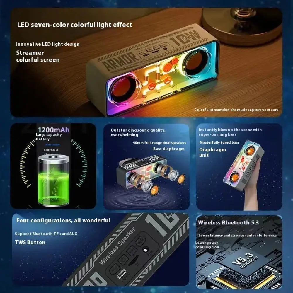 Armor 120w Transparent Mech Dual Bluetooth Speaker