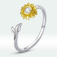 925 Sterling Silver Ring with Pavé Setting CZ, 0.1cm Width, Flower Design for Women