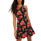 BCX Womens Juniors Floral Flounce Hem Fit & Flare Dress Black