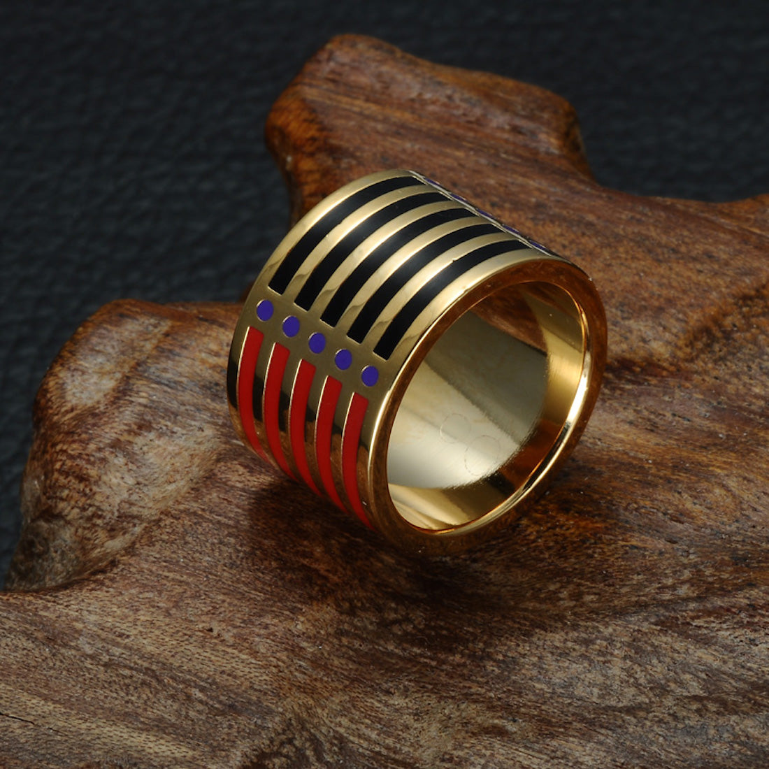 Homvare Women’s Gold Plated Handmade Enamel Ring Size 6