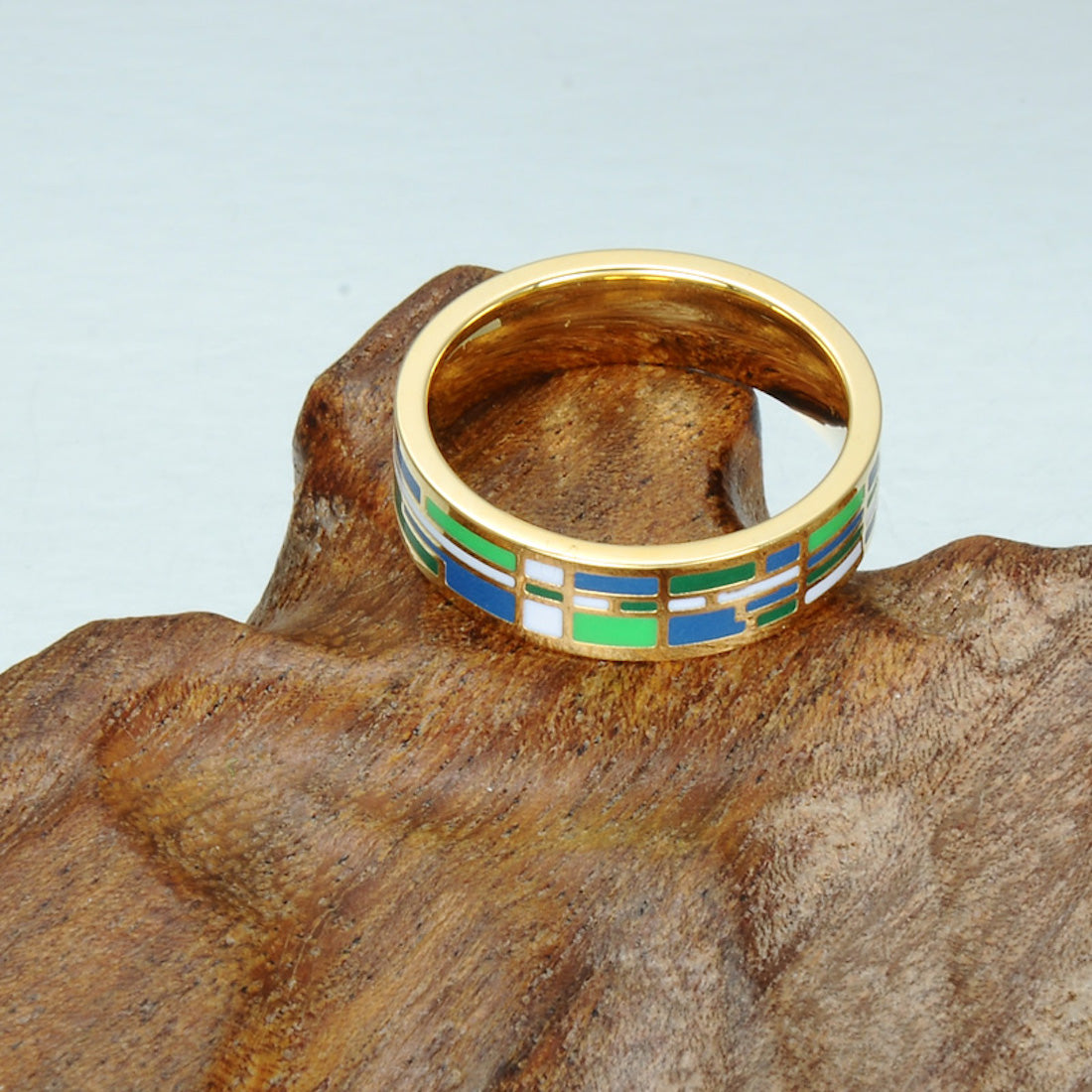 Homvare Women’s Gold Plated Handmade Enamel Ring Size 6