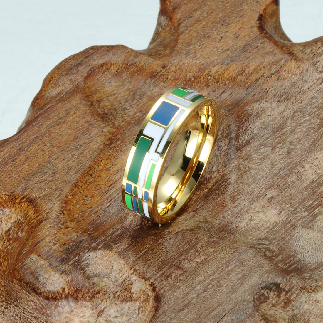 Homvare Women’s Gold Plated Handmade Enamel Ring Size 6