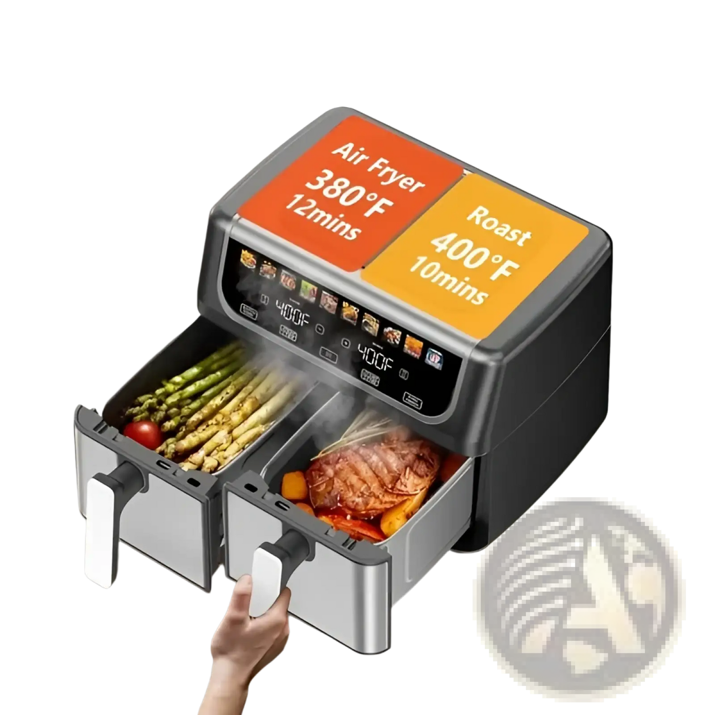 Dual Basket Air Fryer 9.5 Quart with 10 Presets