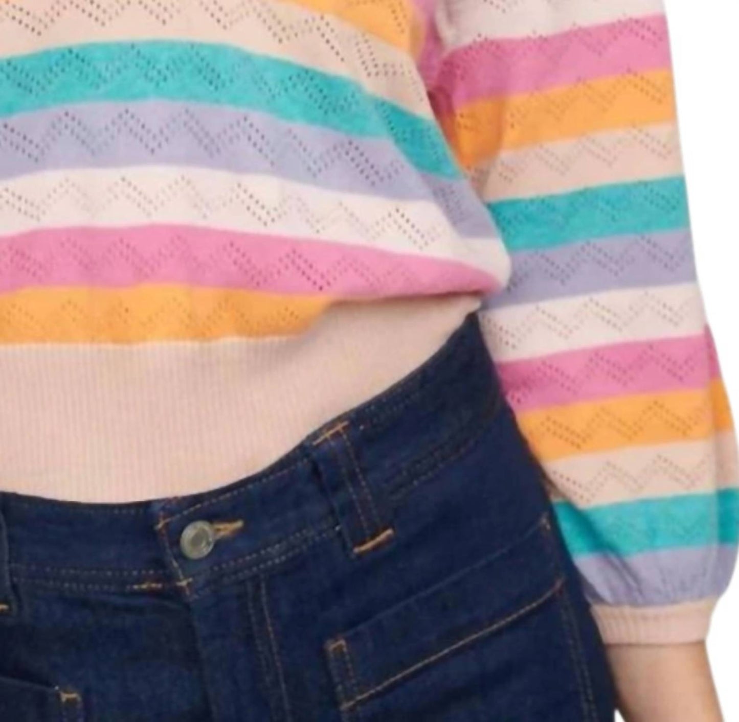 &Isla - Peace Stripe V Neck Sweater