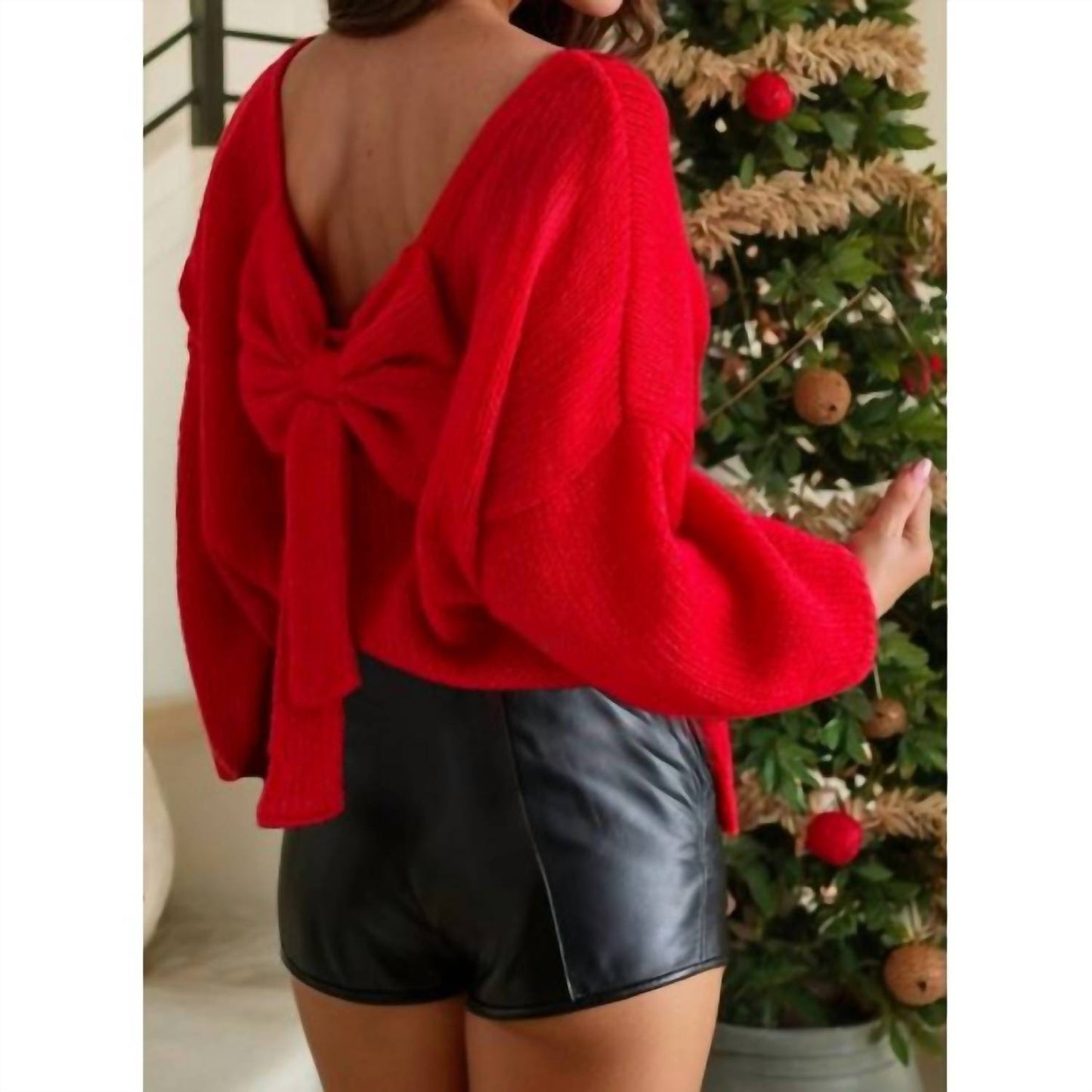 1 The Woman - Bow Back Holiday Sweater
