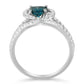 14K White Gold 1-1/3 Cttw White & Blue Diamond Interweaving Double Halo Cocktail Statement Ring (G-H and Fancy Blue Color, SI2-I1 Clarity) - Size 6