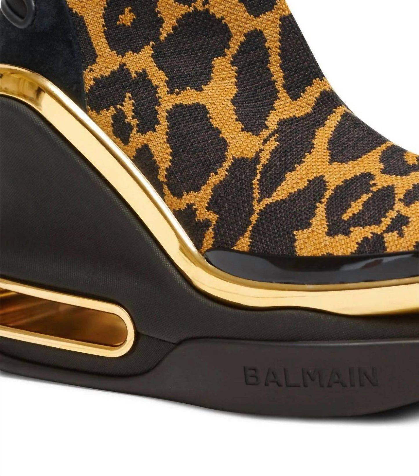 Balmain - महिलाओं के लेपर्ड बी-बोल्ड वेज हाई-टॉप स्नीकर्स