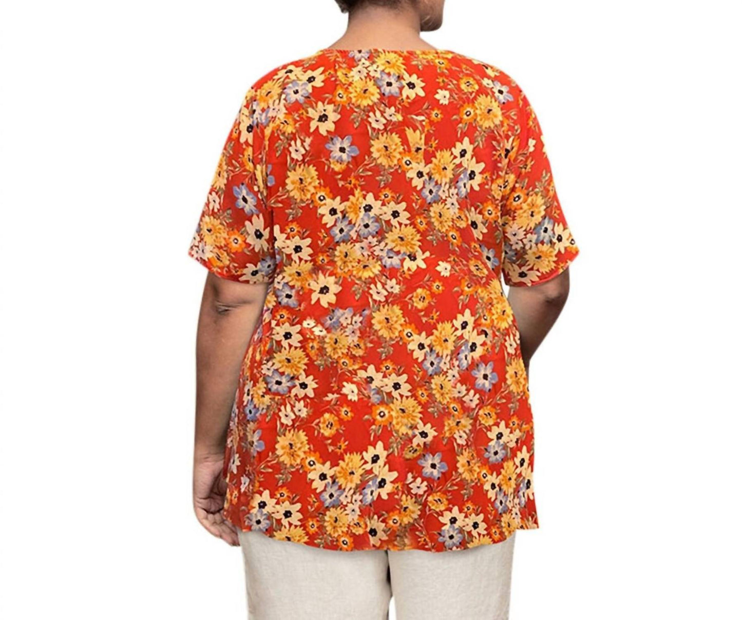 On The Plus Side - Printed Square Neck Tunic - Plus