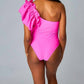 Buddylove - Ozzy One Shoulder Ruffle Sleeve One Piece Swimsuit